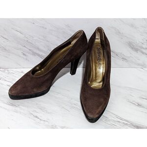 Yves Saint Laurent Women's Vintage Brown & Black Suede Pump Size 7.5